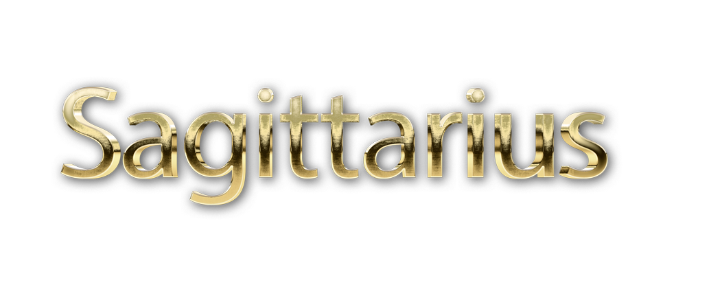 zodiac sign word SAGITTARIUS golden 3D text typography PNG images free